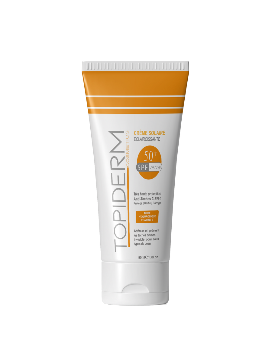 Crème Solaire Éclaircissante SPF50+ Topiderm – vue produit